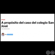 A PROPSITO DEL CASO DEL COLEGIO SAN JOS - Por LUIS BAREIRO - Domingo, 03 de Junio de 2018